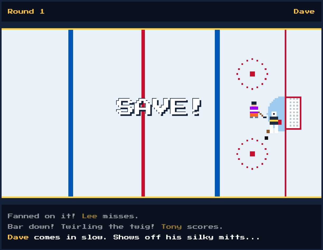 Goalie makes a save